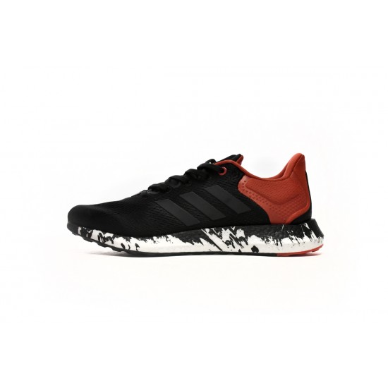 Adidas Pure Boost 21 Black Vivid Red For Men Running Shoes GV7702