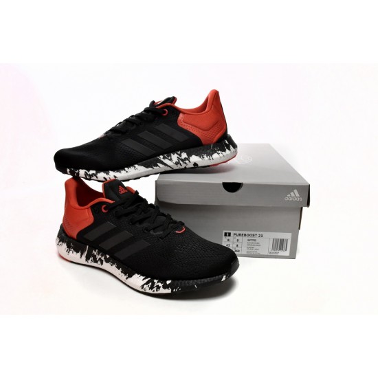 Adidas Pure Boost 21 Black Vivid Red For Men Running Shoes GV7702