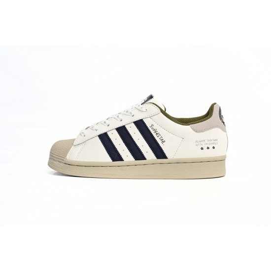 Adidas Superstar Sneakers Beige Grey Dark Blue For Women And Men Shoes IG3852