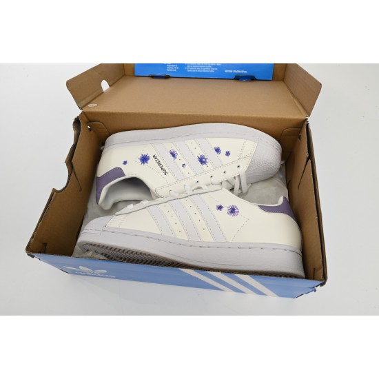 Adidas Superstar Sneakers New White Purple For Women Shoes HQ4288