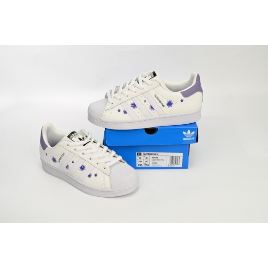 Adidas Superstar Sneakers New White Purple For Women Shoes HQ4288