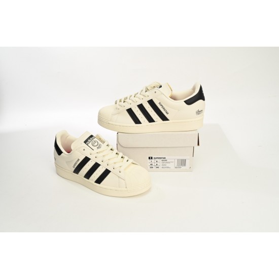 Adidas Superstar Sneakers White Beige Black For Women And Men Shoes GZ2203