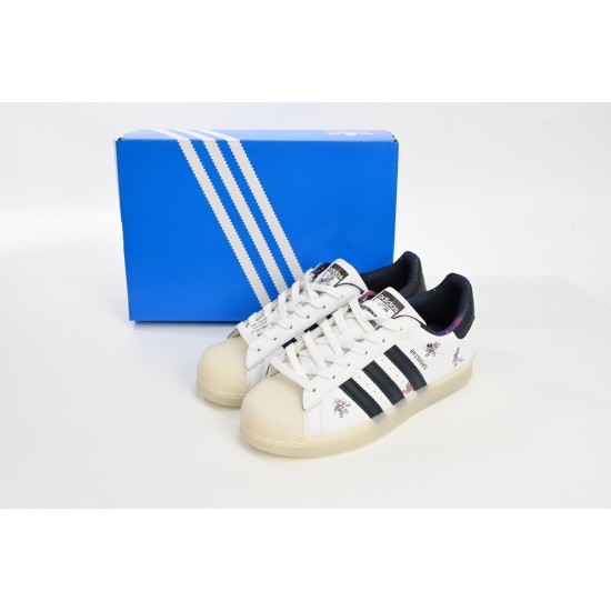 Adidas Superstar Sneakers White Beige Black For Women Shoes HQ2175