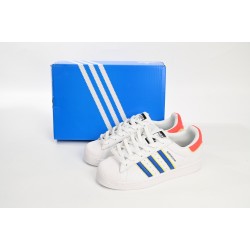 Adidas Superstar Sneakers White Blue And Red For Women Shoes HQ1939 