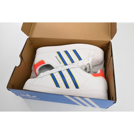 Adidas Superstar Sneakers White Blue And Red For Women Shoes HQ1939