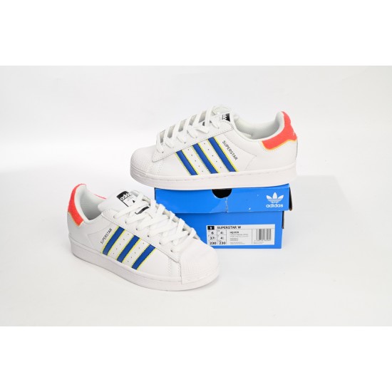 Adidas Superstar Sneakers White Blue And Red For Women Shoes HQ1939