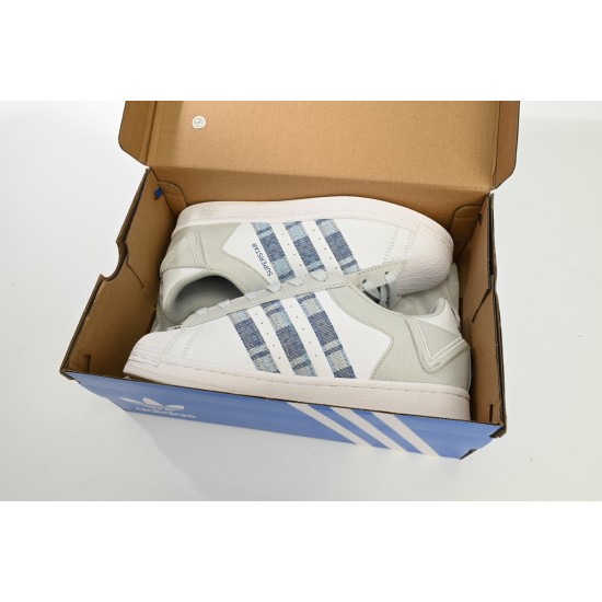 Adidas Superstar Sneakers White New Cherry Denim Blue For Women Shoes IG3005