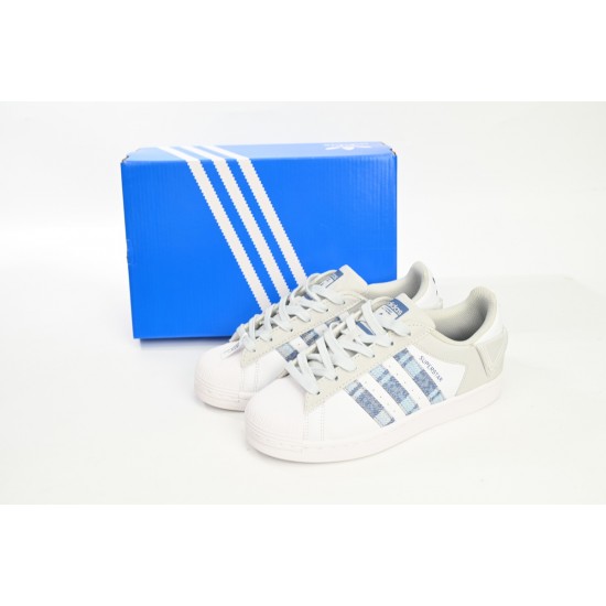 Adidas Superstar Sneakers White New Cherry Denim Blue For Women Shoes IG3005