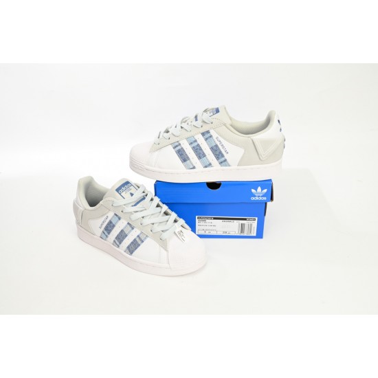 Adidas Superstar Sneakers White New Cherry Denim Blue For Women Shoes IG3005