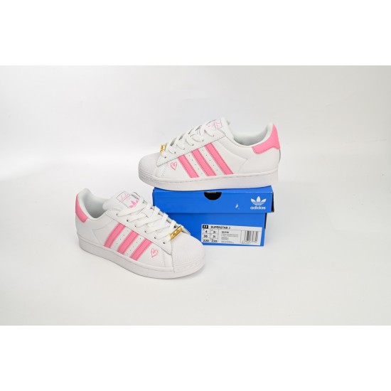 Adidas Superstar Sneakers White Pink For Women Shoes FU7444