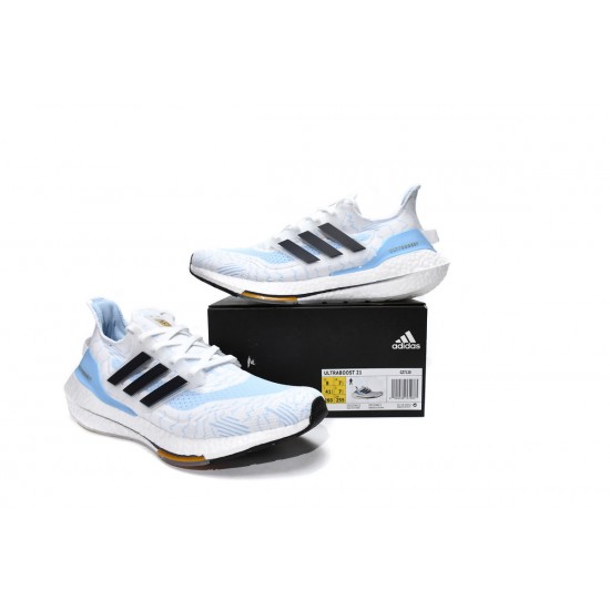 Adidas Ultra Boost 2021 White Ice Blue For Men Running Shoes GZ7120