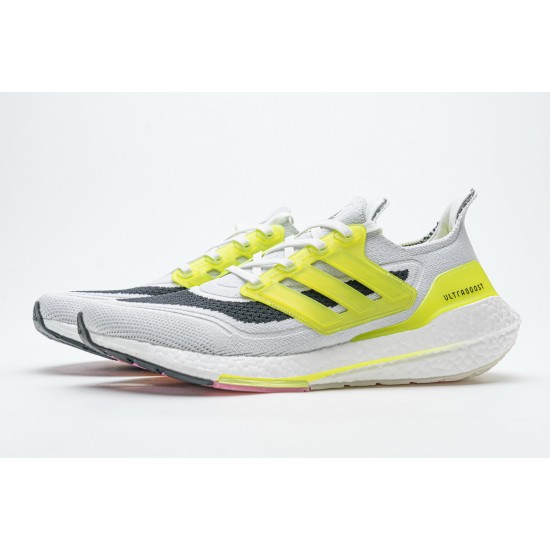 Adidas Ultra Boost 2022 White Grey Yellow For Men Running Shoes FY1214