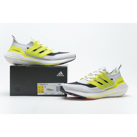 Adidas Ultra Boost 2022 White Grey Yellow For Men Running Shoes FY1214